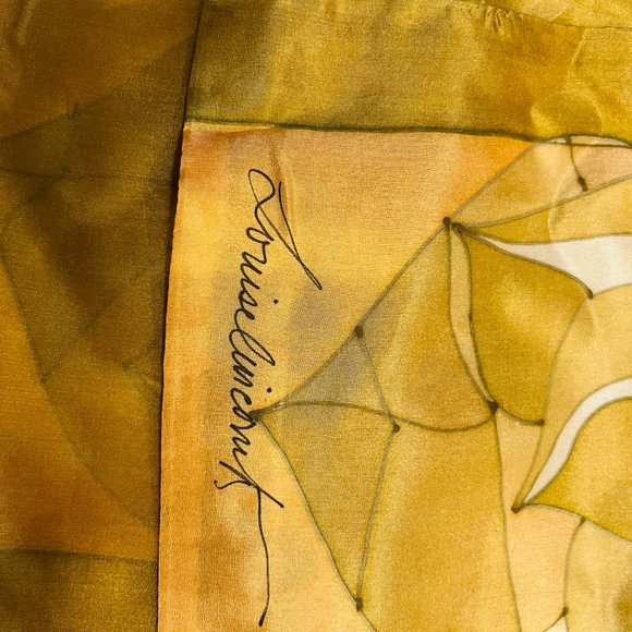 💛 Vintage Art Deco Silk Scarf by Louise Lincourt - Picture 2 of 6